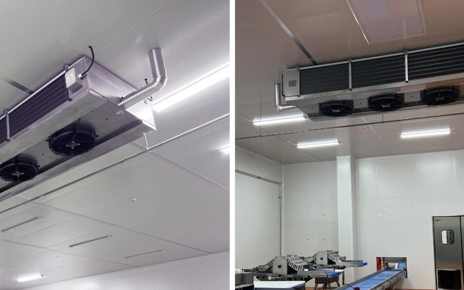 Ceiling-mounted air coolers installed